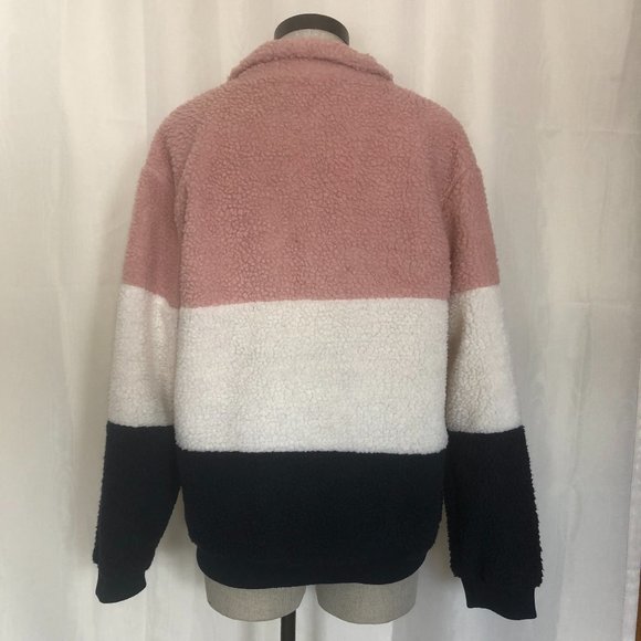 Fluffy Pink and Blue Pullover Coat - Picture 4 of 6